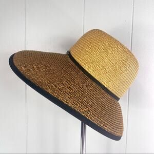 BCBGMaxAzria Brown/Black Woven Sun Hat